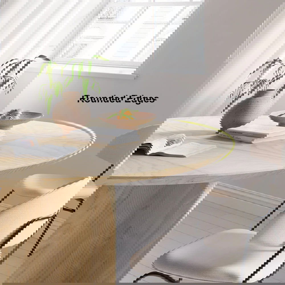 1350mm Modern Round Dining Table & 6 Modern Upholstered Light Grey Velvet Dining Chairs - Homary