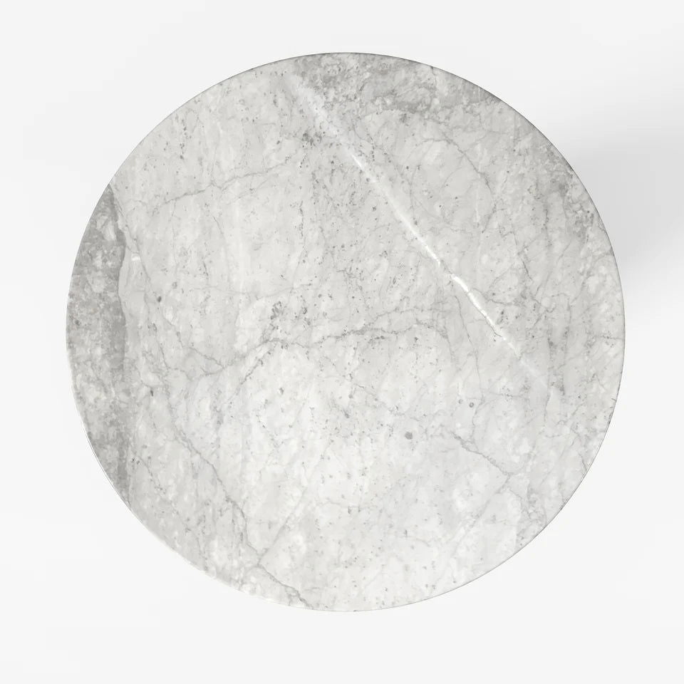 1360mm Grey Faux Marble Round Dining Table with Solid Wood Pedestal - 