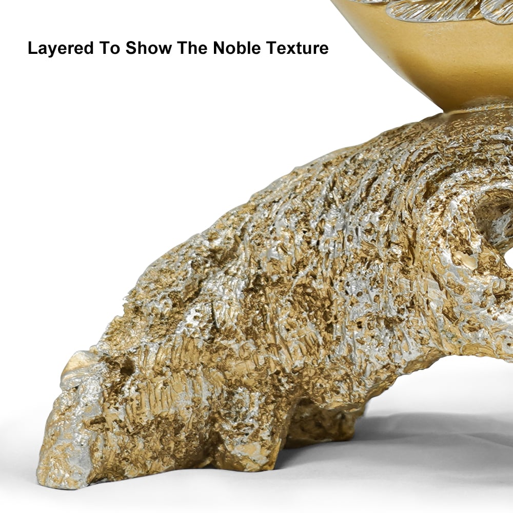 14.2" Gold Modern Simulation Couple Swan Sculpture Art Ornament Home Table Statue Decor - 