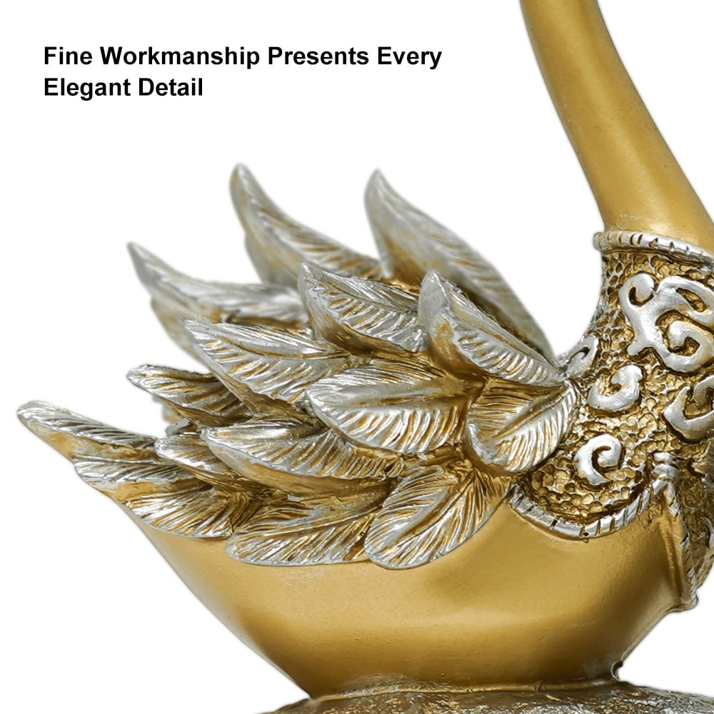 14.2" Gold Modern Simulation Couple Swan Sculpture Art Ornament Home Table Statue Decor - Homary