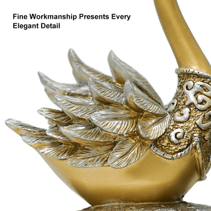 14.2" Gold Modern Simulation Couple Swan Sculpture Art Ornament Home Table Statue Decor - Homary