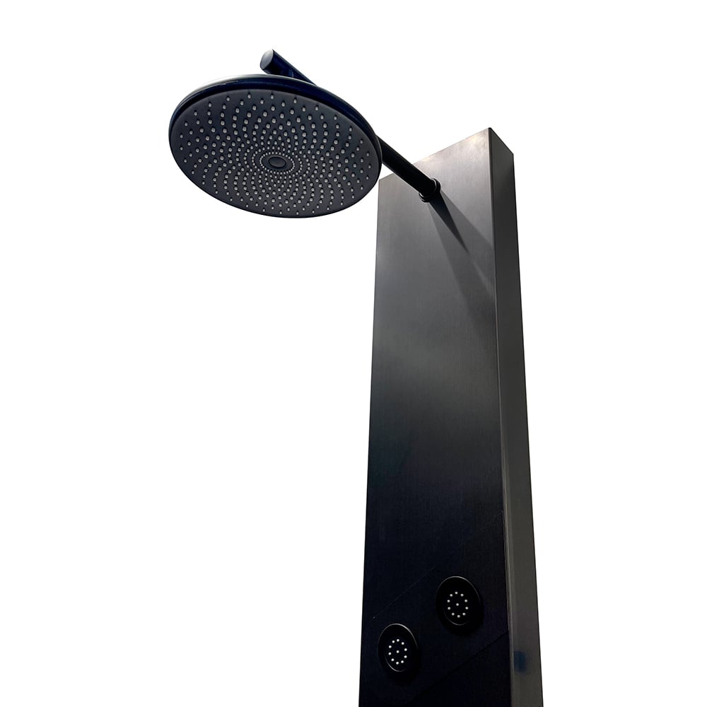 140mm Black Rainfall Shower Panel with Handheld Shower Adjustable Showerhead & Body Jets - 