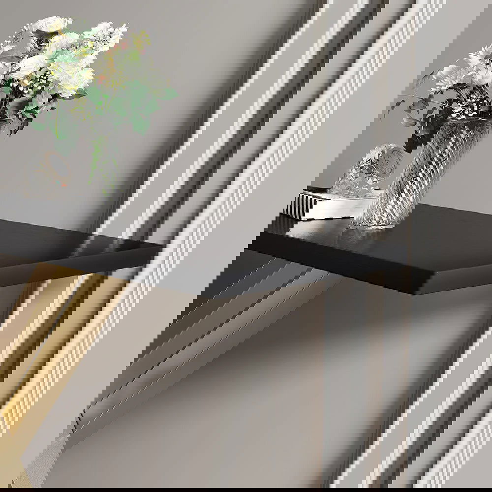 1500mm Black & Gold Narrow Console Table Accent Table For Hallway X Base & Metal - 