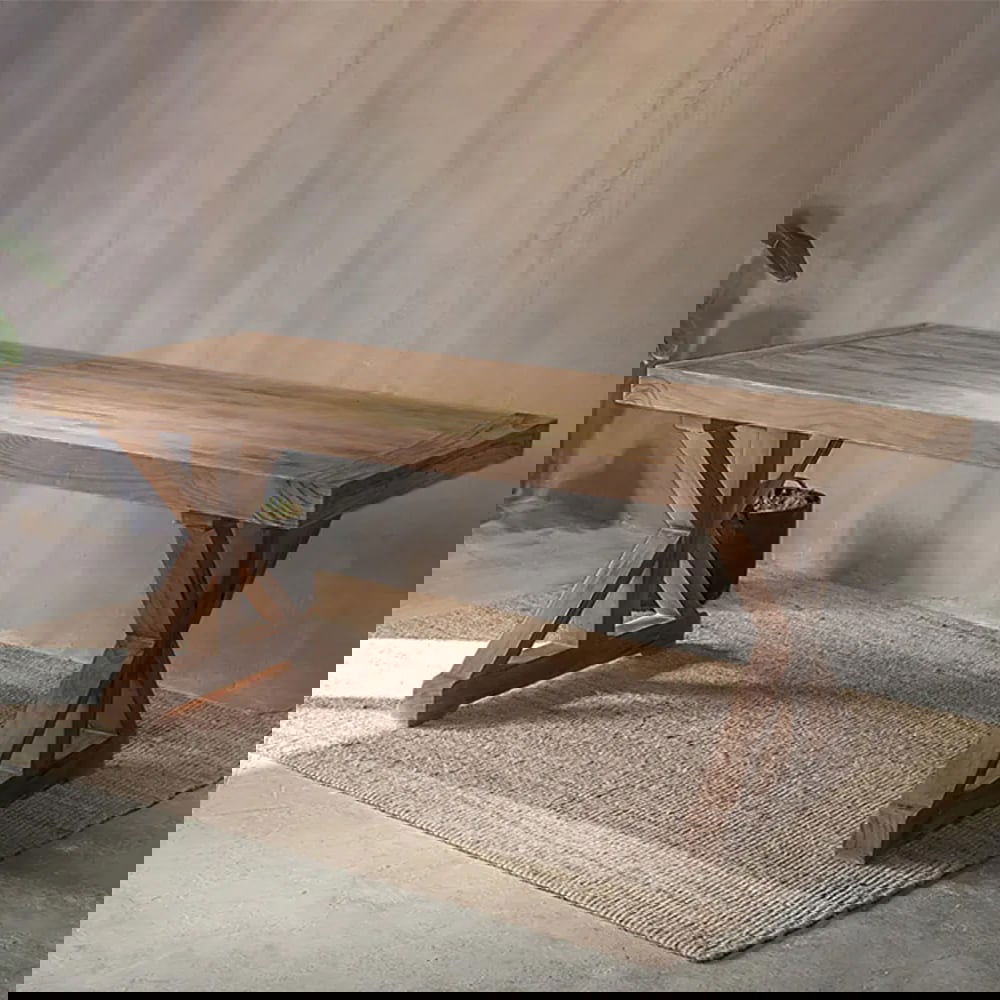 1500mm Farmhouse Wooden Standing Writing Desk in Natural Trestle - 