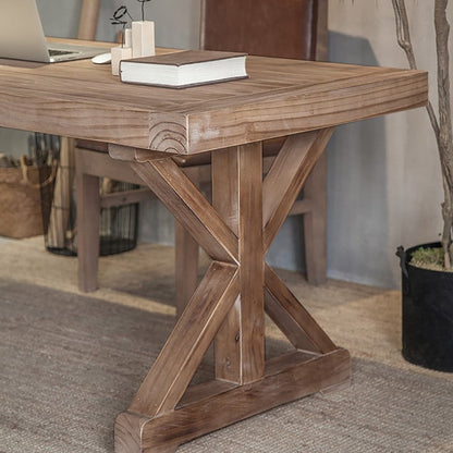 1500mm Farmhouse Wooden Standing Writing Desk in Natural Trestle - 