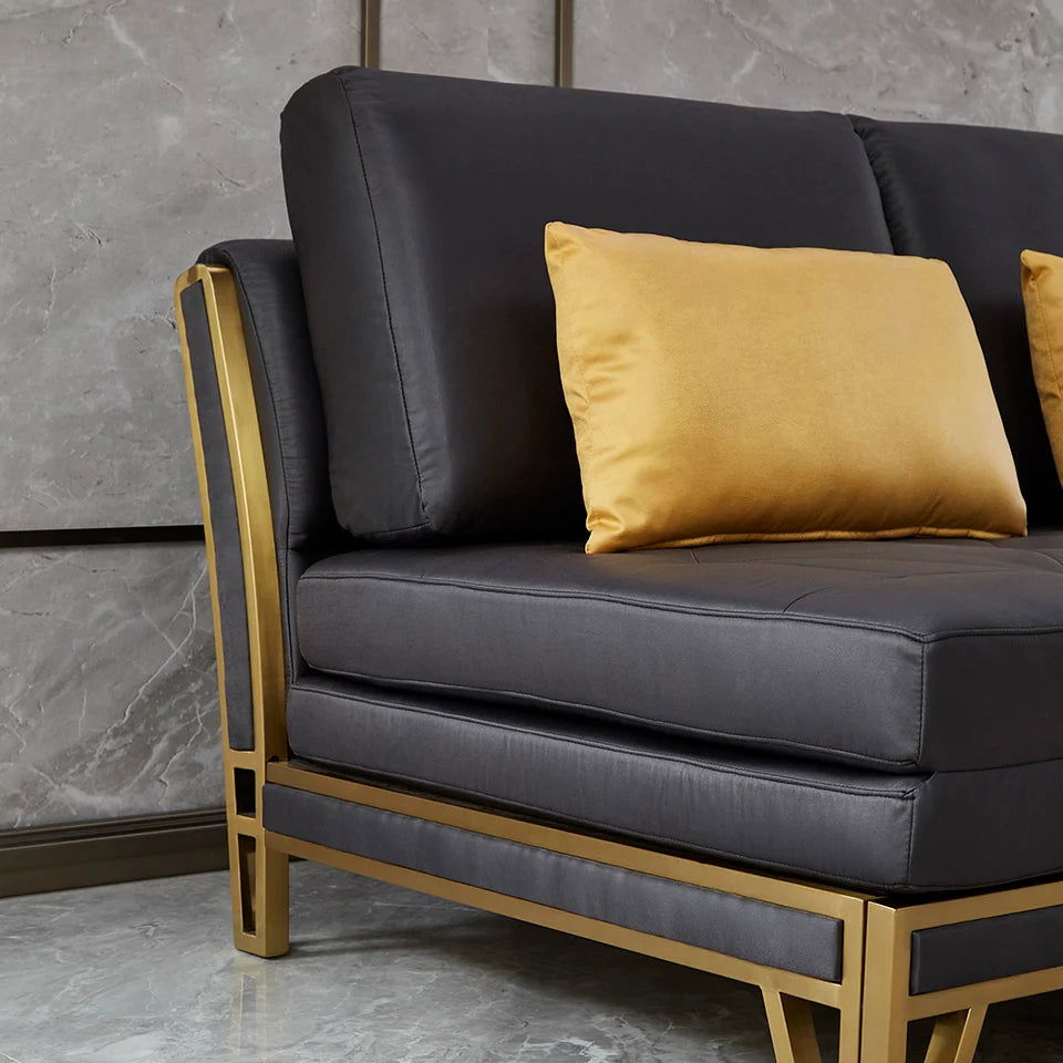 1500mm Modern Black Convertible Sofa Bed Tufted Leath-Aire Upholstery - 