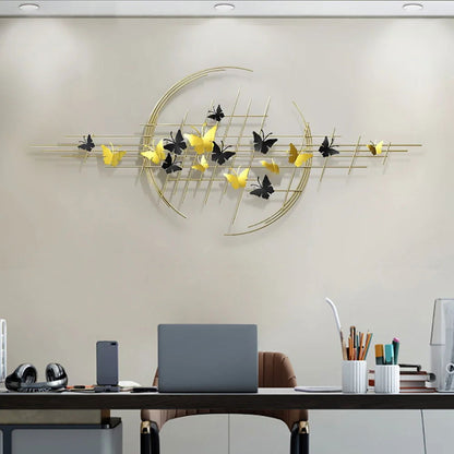 1500mm Modern Butterfly Wall Decor Creative Metal Wall Art in Gold & Black Living Room - 