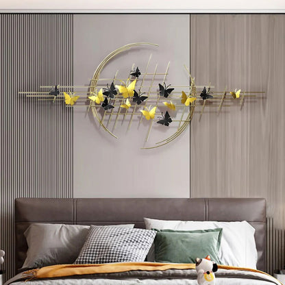 1500mm Modern Butterfly Wall Decor Creative Metal Wall Art in Gold & Black Living Room - 