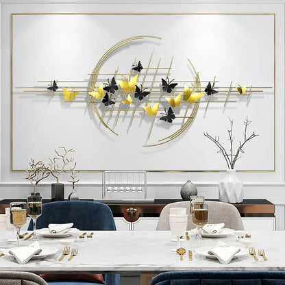 1500mm Modern Butterfly Wall Decor Creative Metal Wall Art in Gold & Black Living Room - 