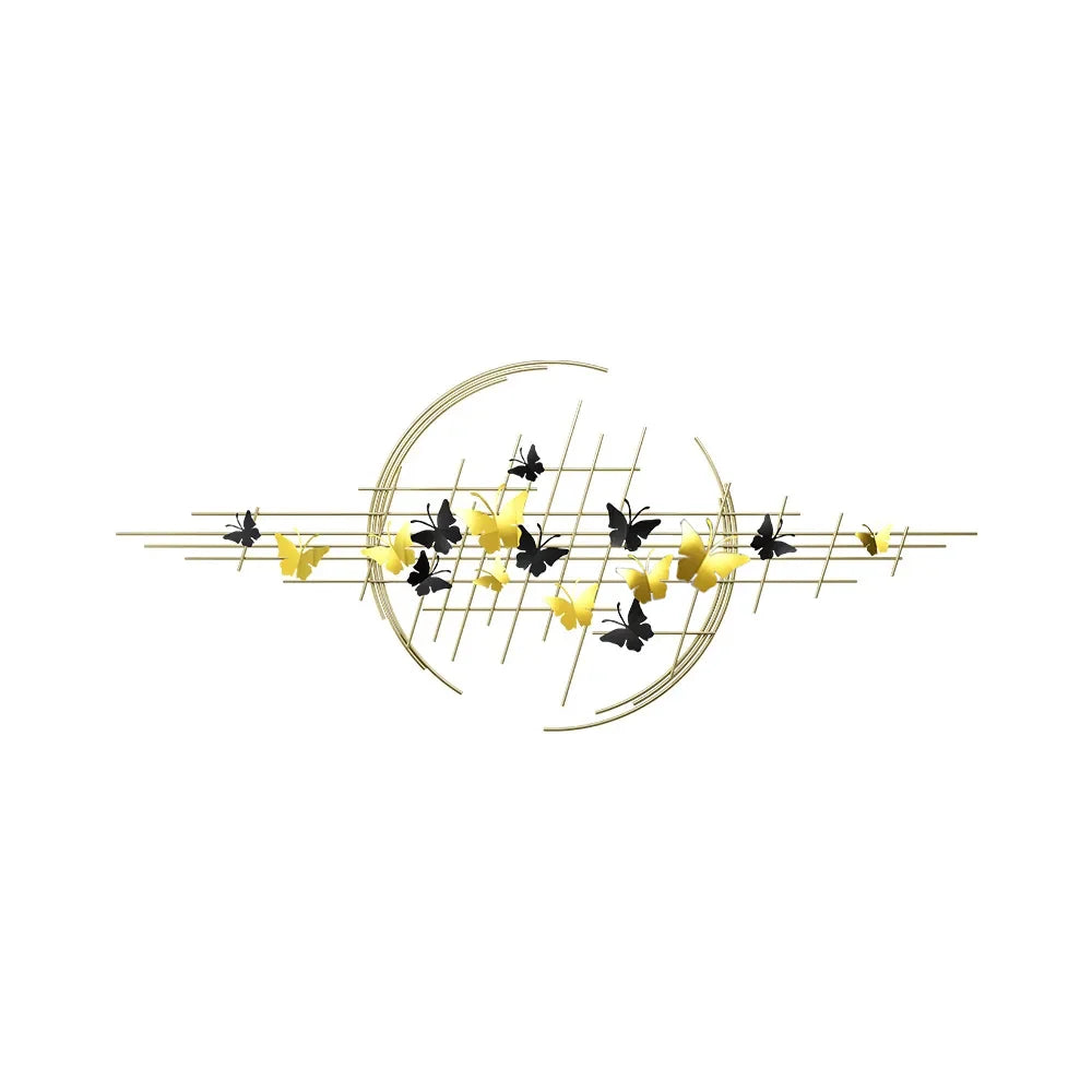 1500mm Modern Butterfly Wall Decor Creative Metal Wall Art in Gold & Black Living Room - 