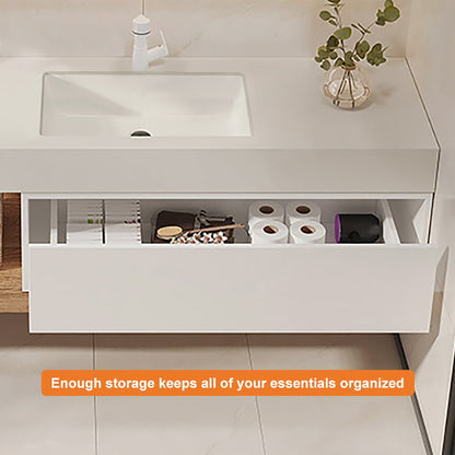 1500mm Modern Floating Bathroom Vanity Set With Single Basin Wall-Mount White & Natural - 