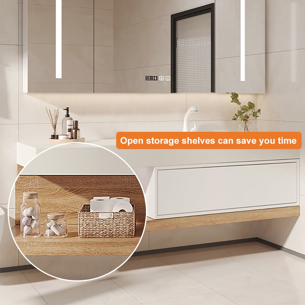 1500mm Modern Floating Bathroom Vanity Set With Single Basin Wall-Mount White & Natural - 