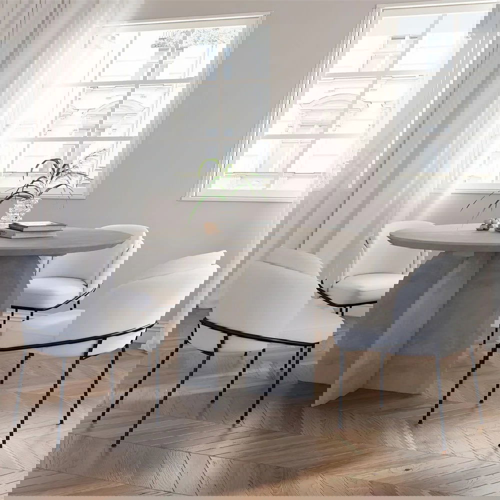 1500mm Modern Round Dining Table for 8 Grey Solid Wood Tabletop Pedestal Base - 