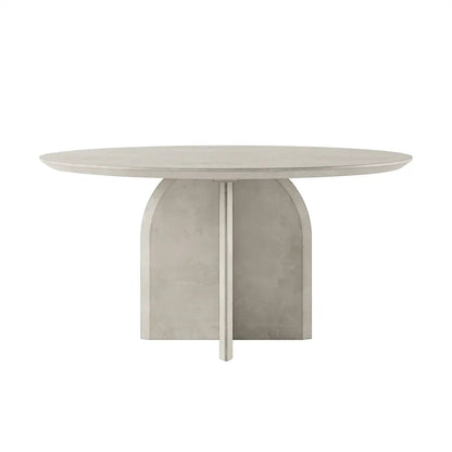 1500mm Modern Round Dining Table for 8 Grey Solid Wood Tabletop Pedestal Base - 