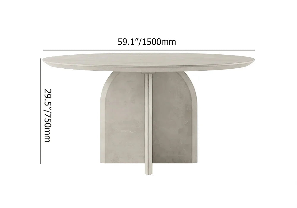 1500mm Modern Round Dining Table for 8 Grey Solid Wood Tabletop Pedestal Base - 