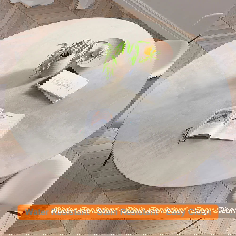 1500mm Modern Round Dining Table for 8 Grey Solid Wood Tabletop Pedestal Base - 