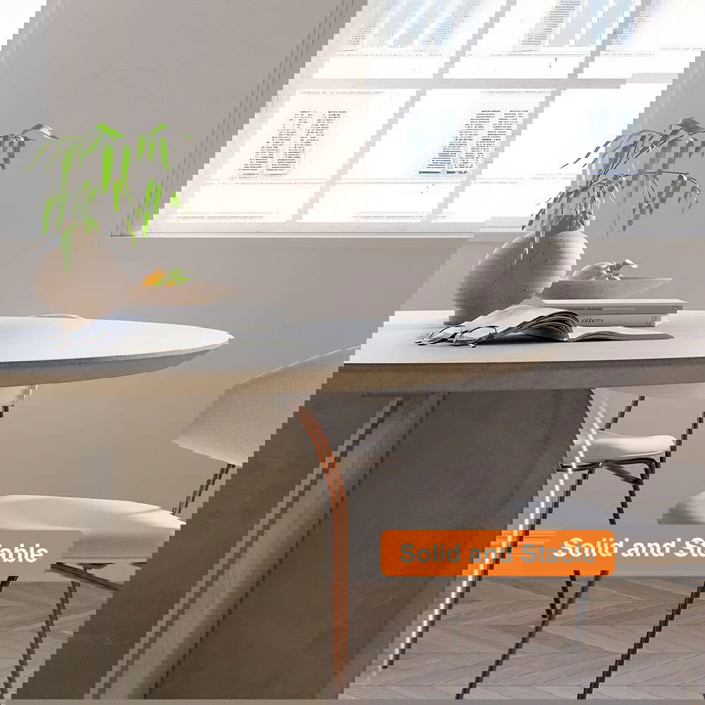 1500mm Modern Round Dining Table for 8 Grey Solid Wood Tabletop Pedestal Base - 