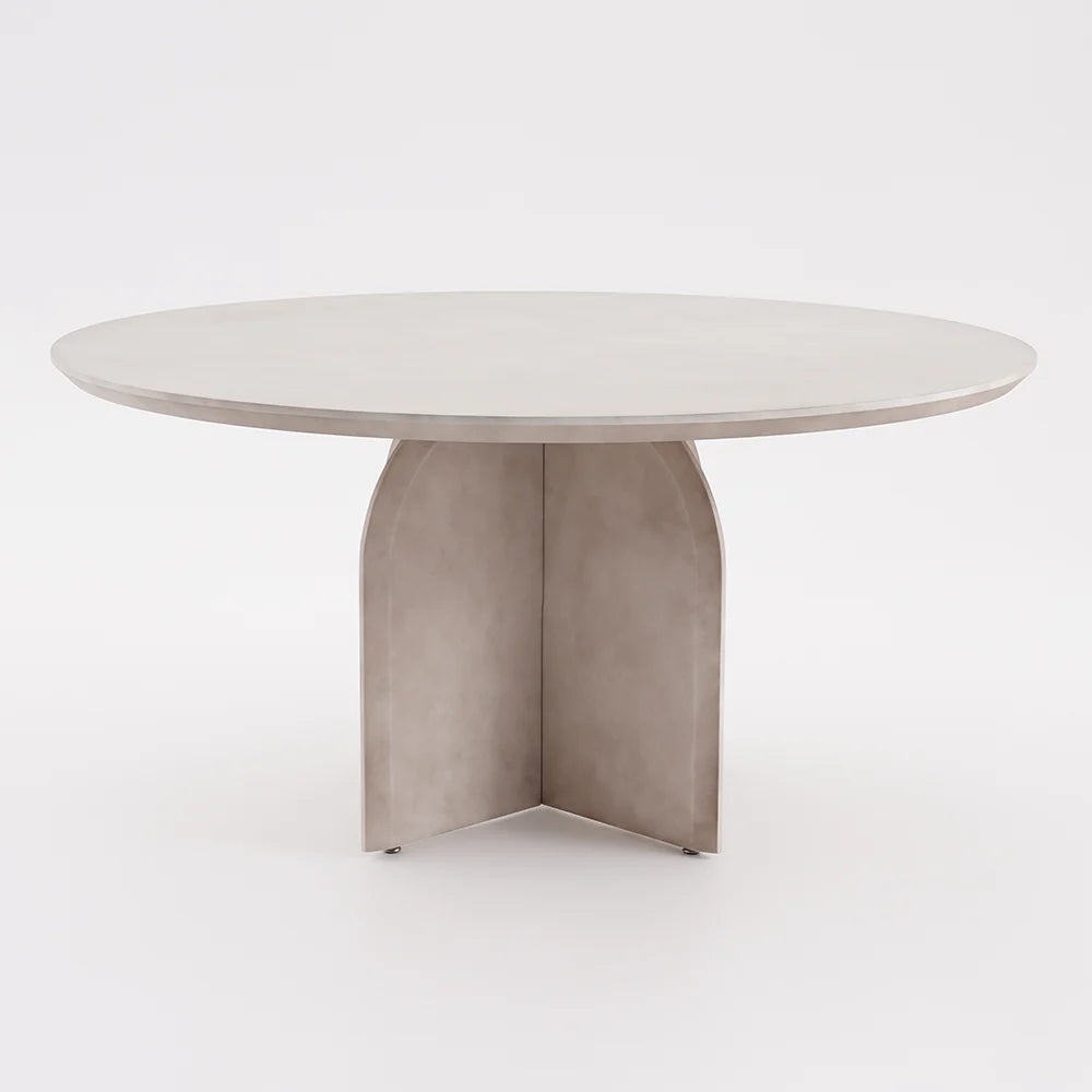 1500mm Modern Round Dining Table for 8 Grey Solid Wood Tabletop Pedestal Base - 