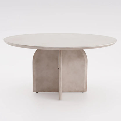1500mm Modern Round Dining Table for 8 Grey Solid Wood Tabletop Pedestal Base - 