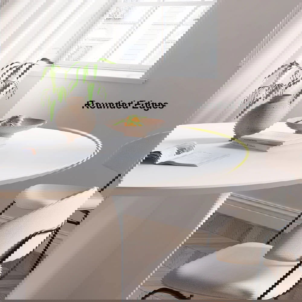 1500mm Modern Round Dining Table for 8 White Solid Wood Tabletop Pedestal Base - 