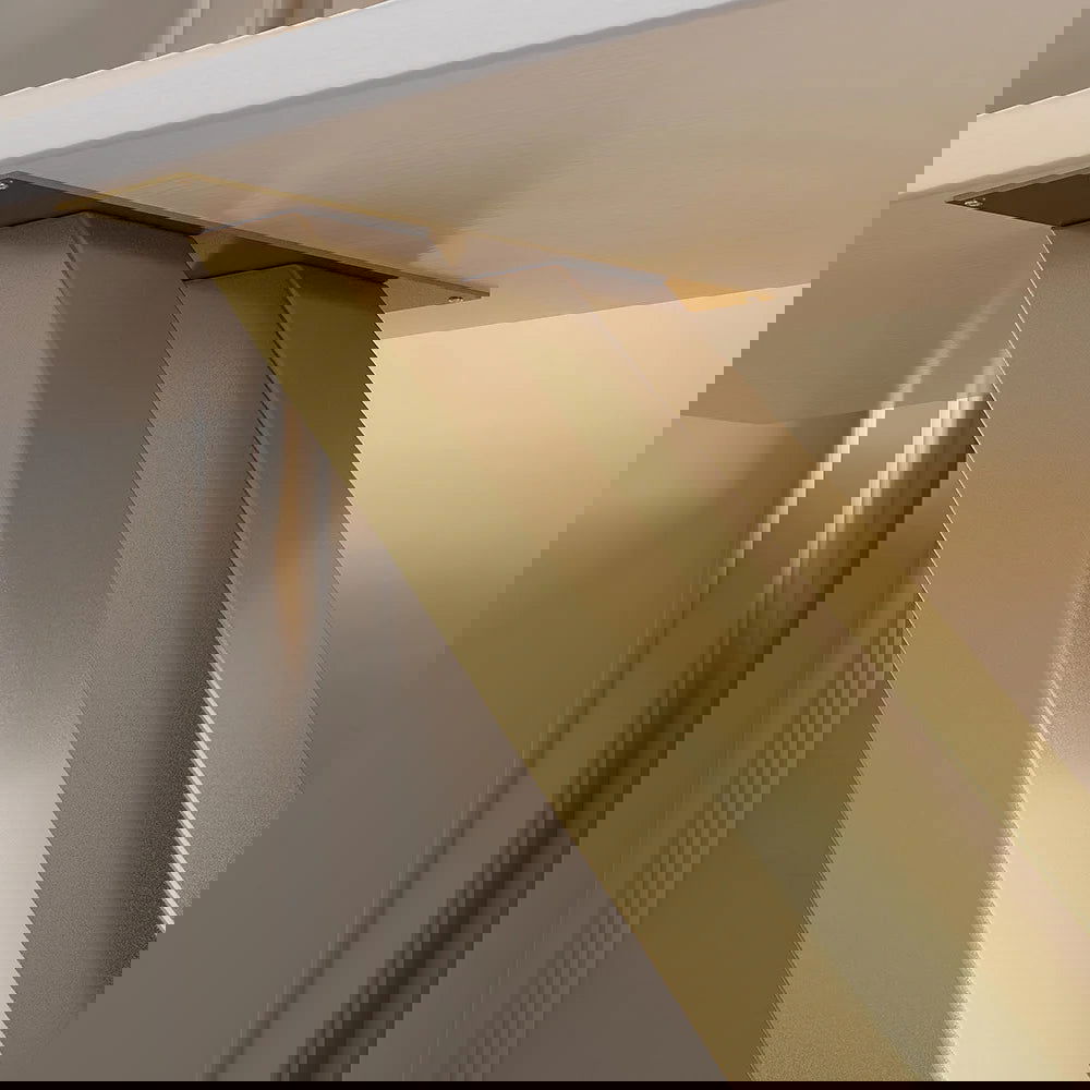 1500mm Narrow White Console Table Modern Style Hallway Table with Gold Metal X Base - 