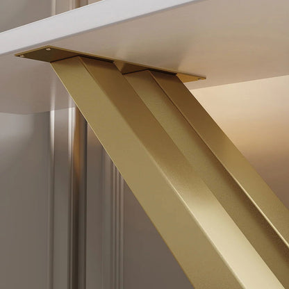 1500mm Narrow White Console Table Modern Style Hallway Table with Gold Metal X Base - 