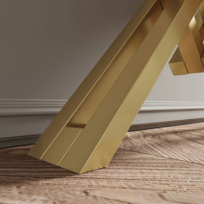 1500mm Narrow White Console Table Modern Style Hallway Table with Gold Metal X Base - 