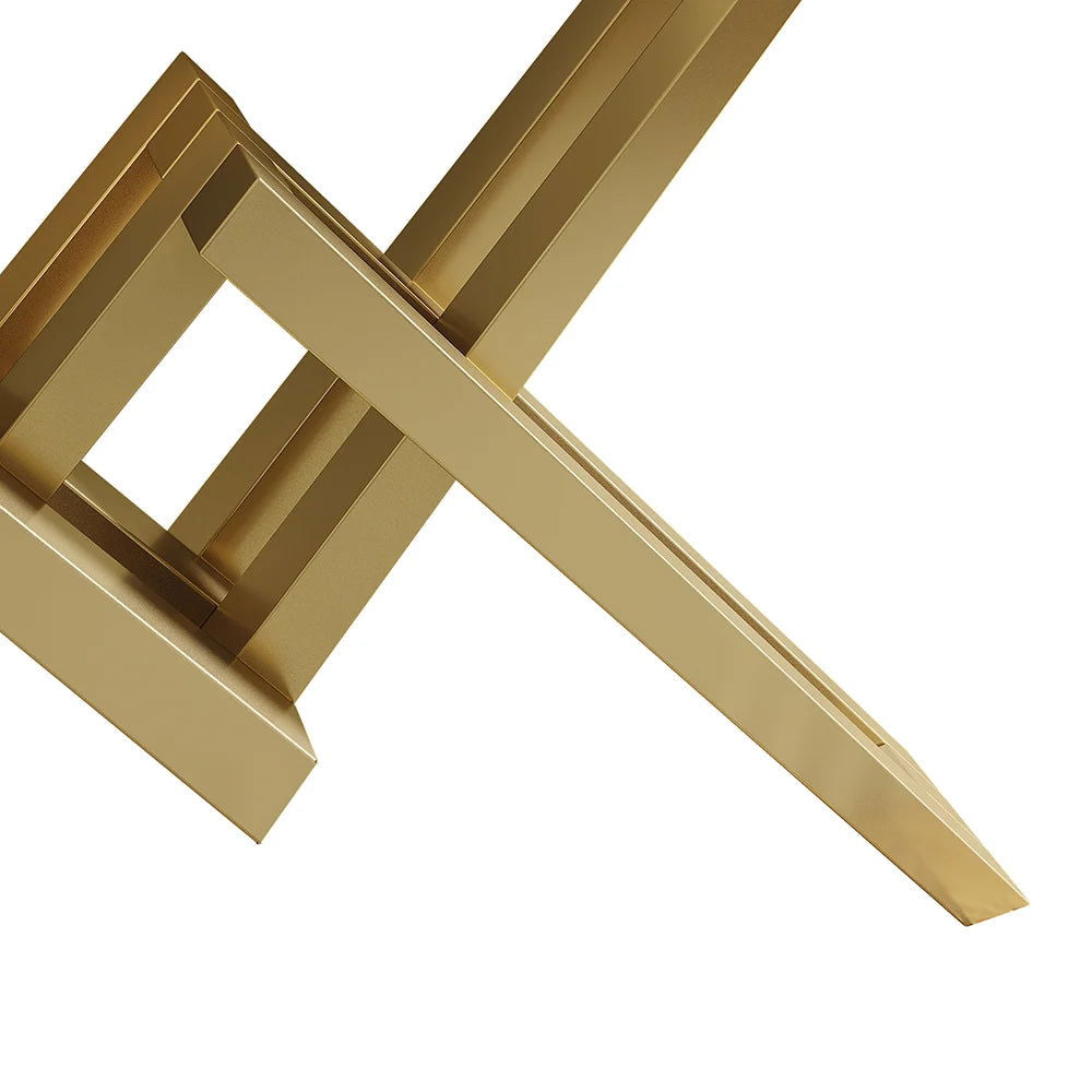 1500mm Narrow White Console Table Modern Style Hallway Table with Gold Metal X Base - 