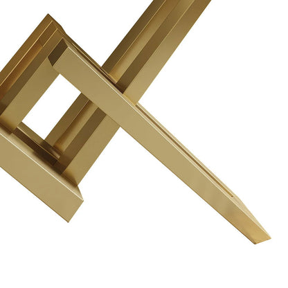 1500mm Narrow White Console Table Modern Style Hallway Table with Gold Metal X Base - 