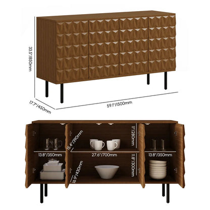 1500mm Walnut Wood Sideboard Cabinet For Dining Room - 