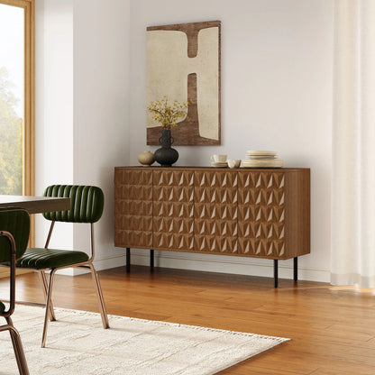 1500mm Walnut Wood Sideboard Cabinet For Dining Room - 