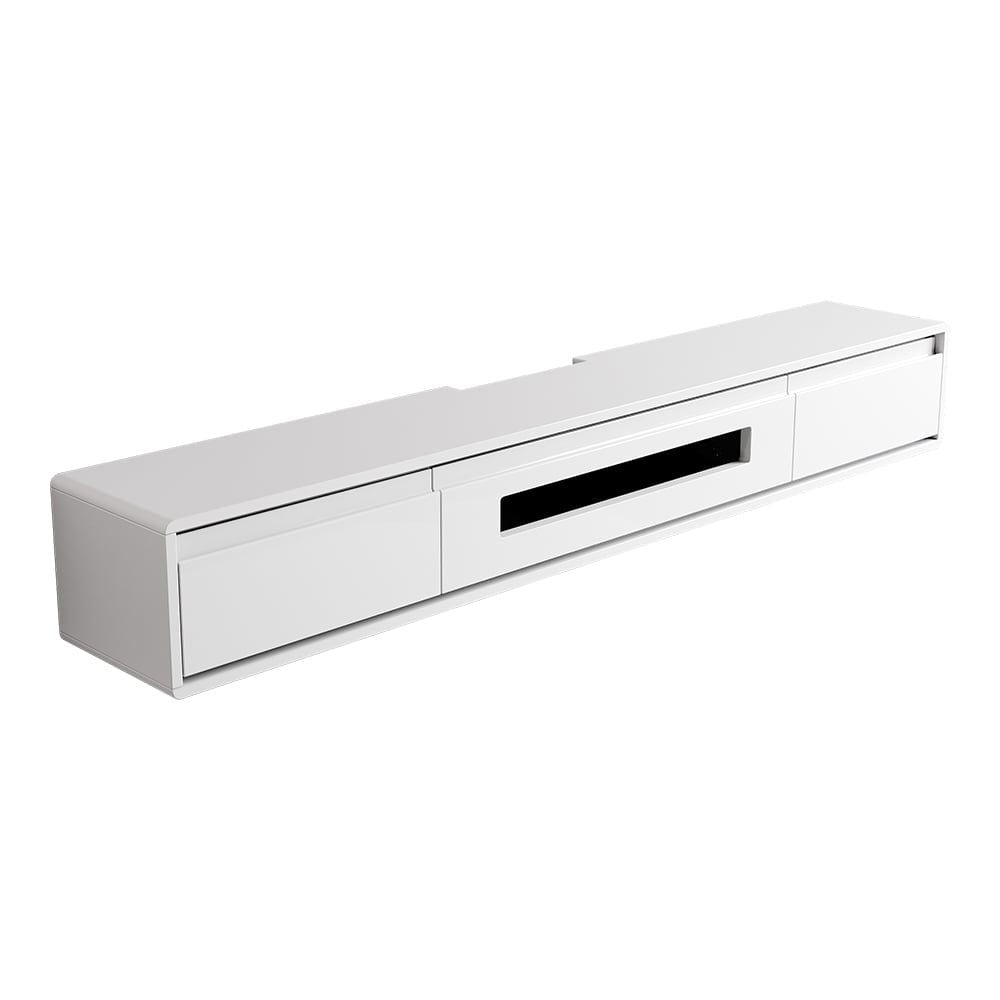 1500mm White Smooth TV Stand Postmodern Minimalist Floating Media Console with Storage - 
