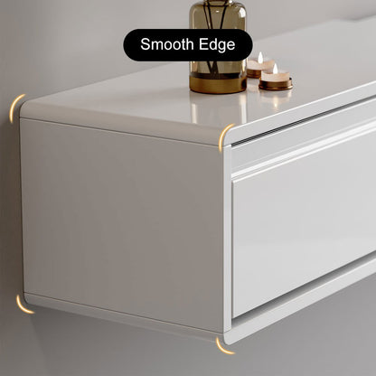 1500mm White Smooth TV Stand Postmodern Minimalist Floating Media Console with Storage - 