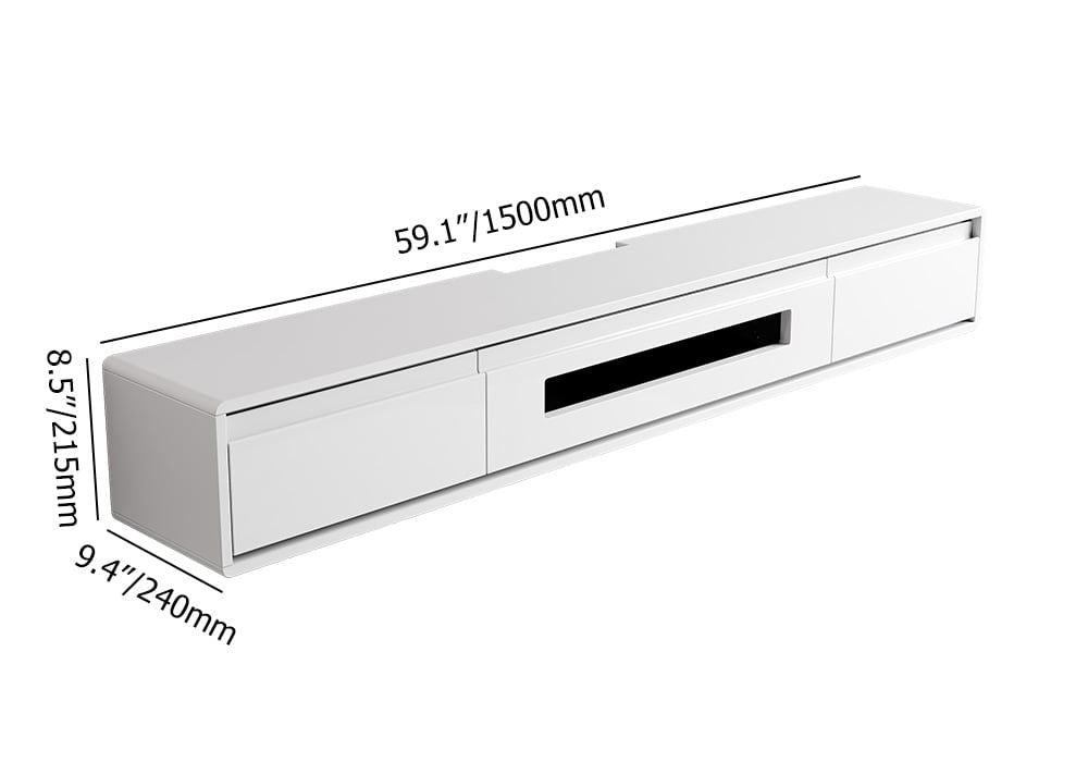 1500mm White Smooth TV Stand Postmodern Minimalist Floating Media Console with Storage - Approved By Design