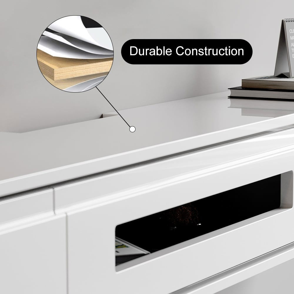 1500mm White Smooth TV Stand Postmodern Minimalist Floating Media Console with Storage - Approved By Design