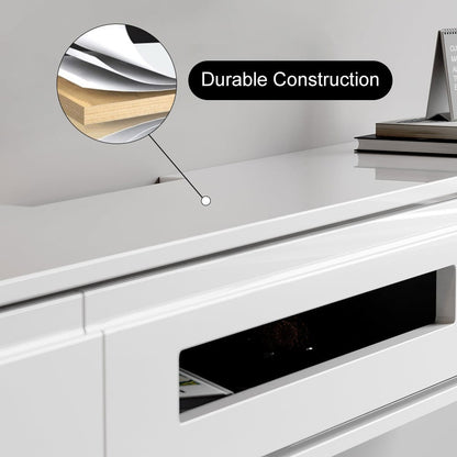 1500mm White Smooth TV Stand Postmodern Minimalist Floating Media Console with Storage - Approved By Design