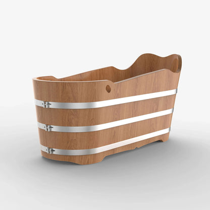 1510mm Japanese Oak Wood Soaking Bath Freestanding Modern Natural Bathtub - Approved By Design