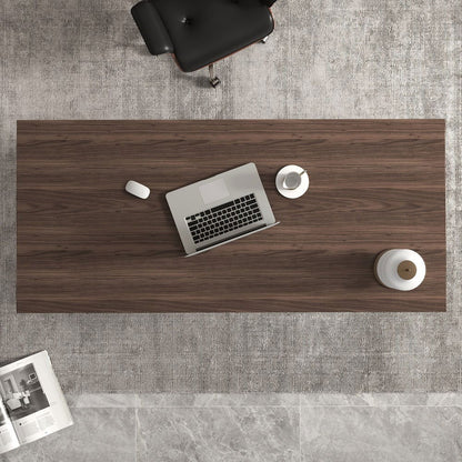 1520mm Modern Wooden Desk Walnut Home Office Desk with Filing Cabinet - 