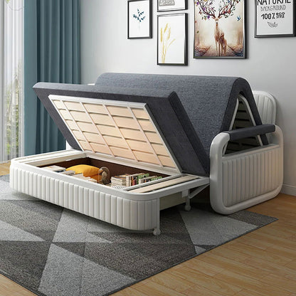1580mm Modern Deep Grey Convertible Sleeper Sofa Cotton & Linen Upholstery with Storage - 