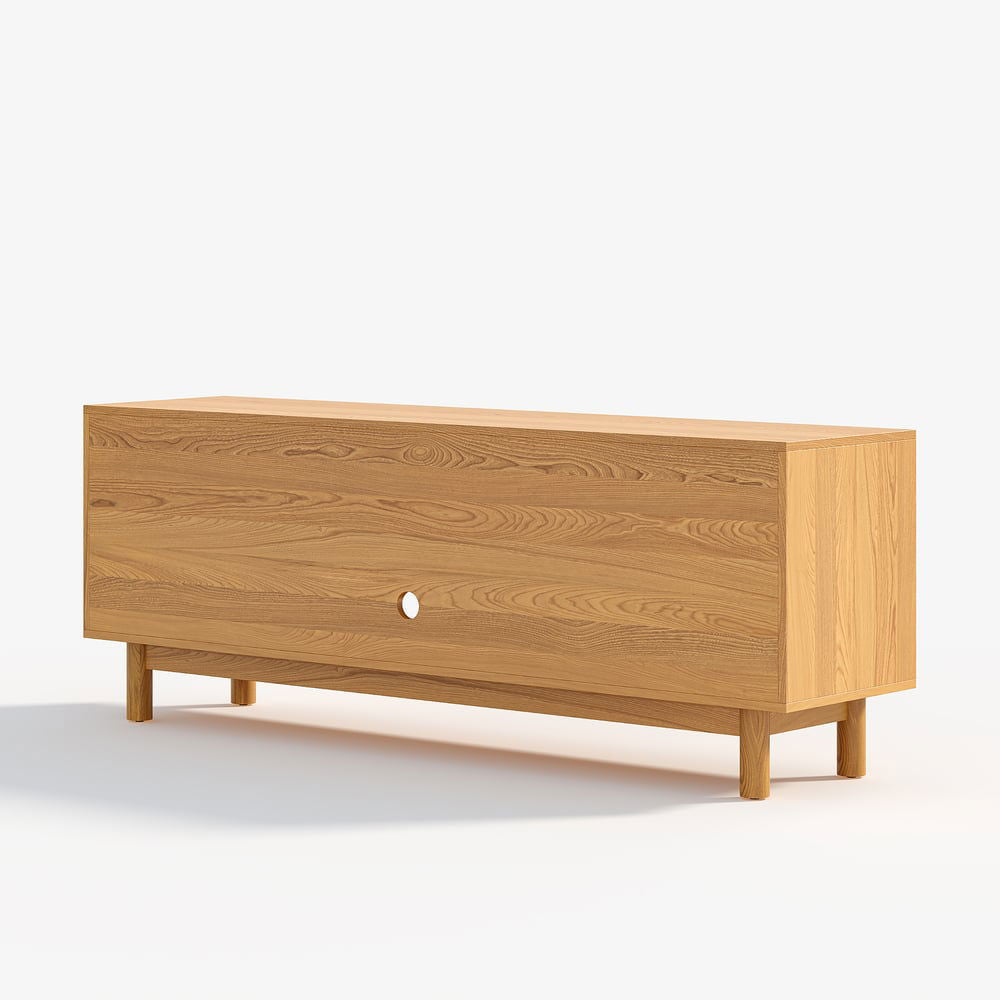 1580mm Natural Wood Mid Century TV Stand with Storage - 
