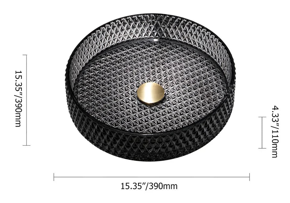 15" Vessel Transparent Diamond Shaped Crystal Glass Bathroom Wash Sink in Black - 