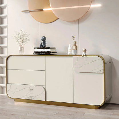 1600mm Modern Off White Sideboard Buffet with Storage White Sintered Stone Credenza - Homary