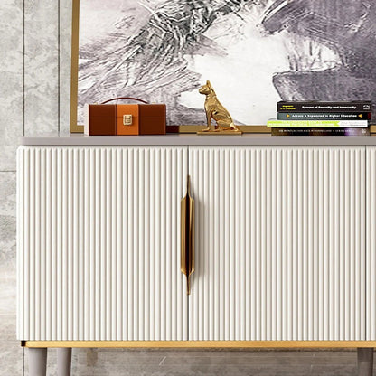 1600mm Off White Contemporary TV Stand 4 Doors & 4 Shelves Media Cabinet in Small - 