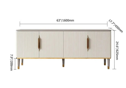 1600mm Off White Contemporary TV Stand 4 Doors & 4 Shelves Media Cabinet in Small - 