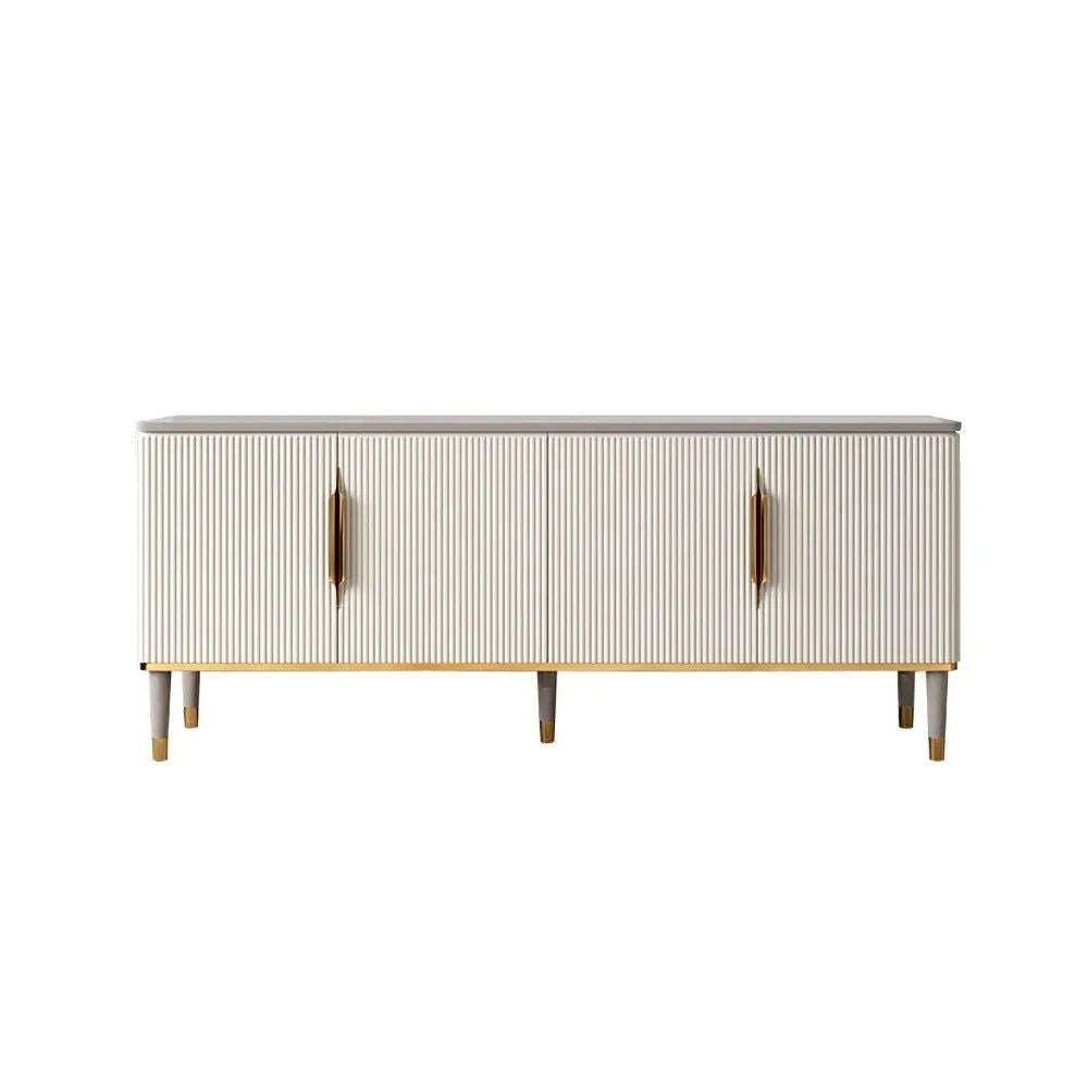 1600mm Off White Contemporary TV Stand 4 Doors & 4 Shelves Media Cabinet in Small - Homary