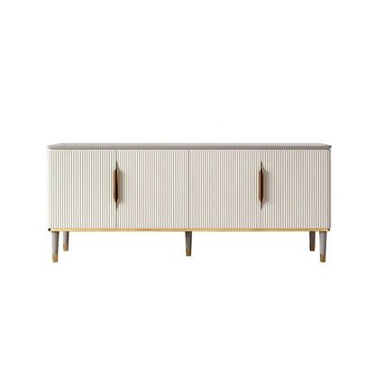 1600mm Off White Contemporary TV Stand 4 Doors & 4 Shelves Media Cabinet in Small - Homary