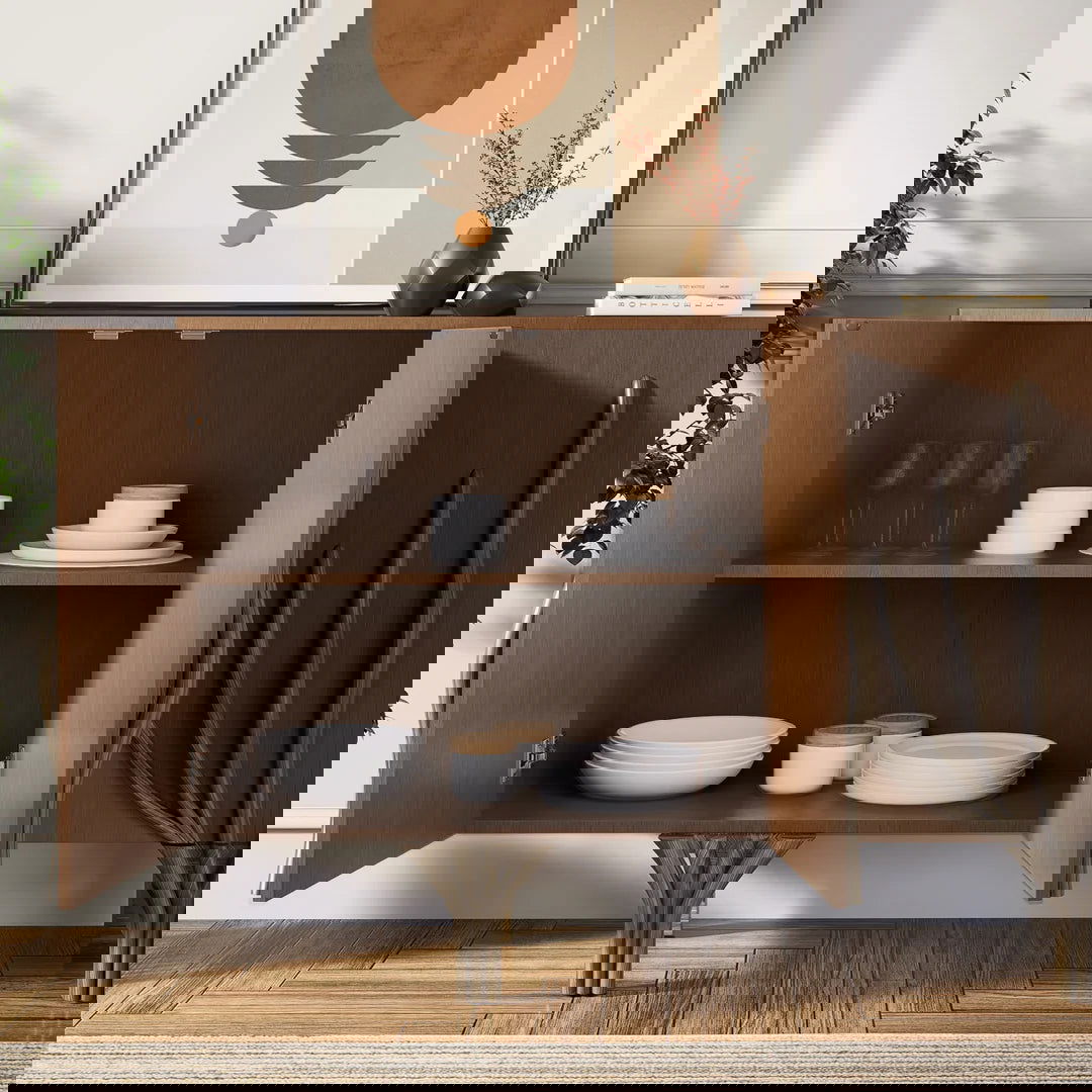 1600mm Sideboard Branch Design Mid Century Modern Buffet with 2 Doors 2 Shelves - 