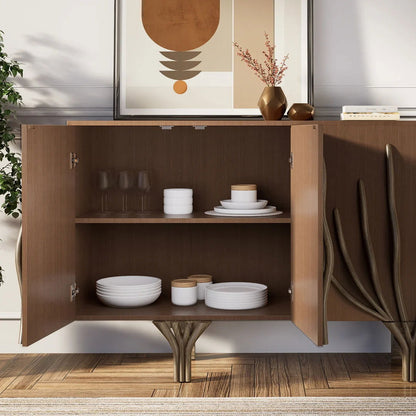 1600mm Sideboard Branch Design Mid Century Modern Buffet with 2 Doors 2 Shelves - 