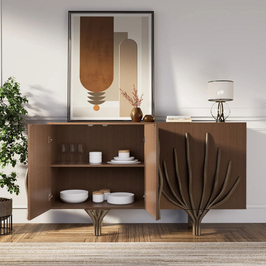 1600mm Sideboard Branch Design Mid Century Modern Buffet with 2 Doors 2 Shelves - 