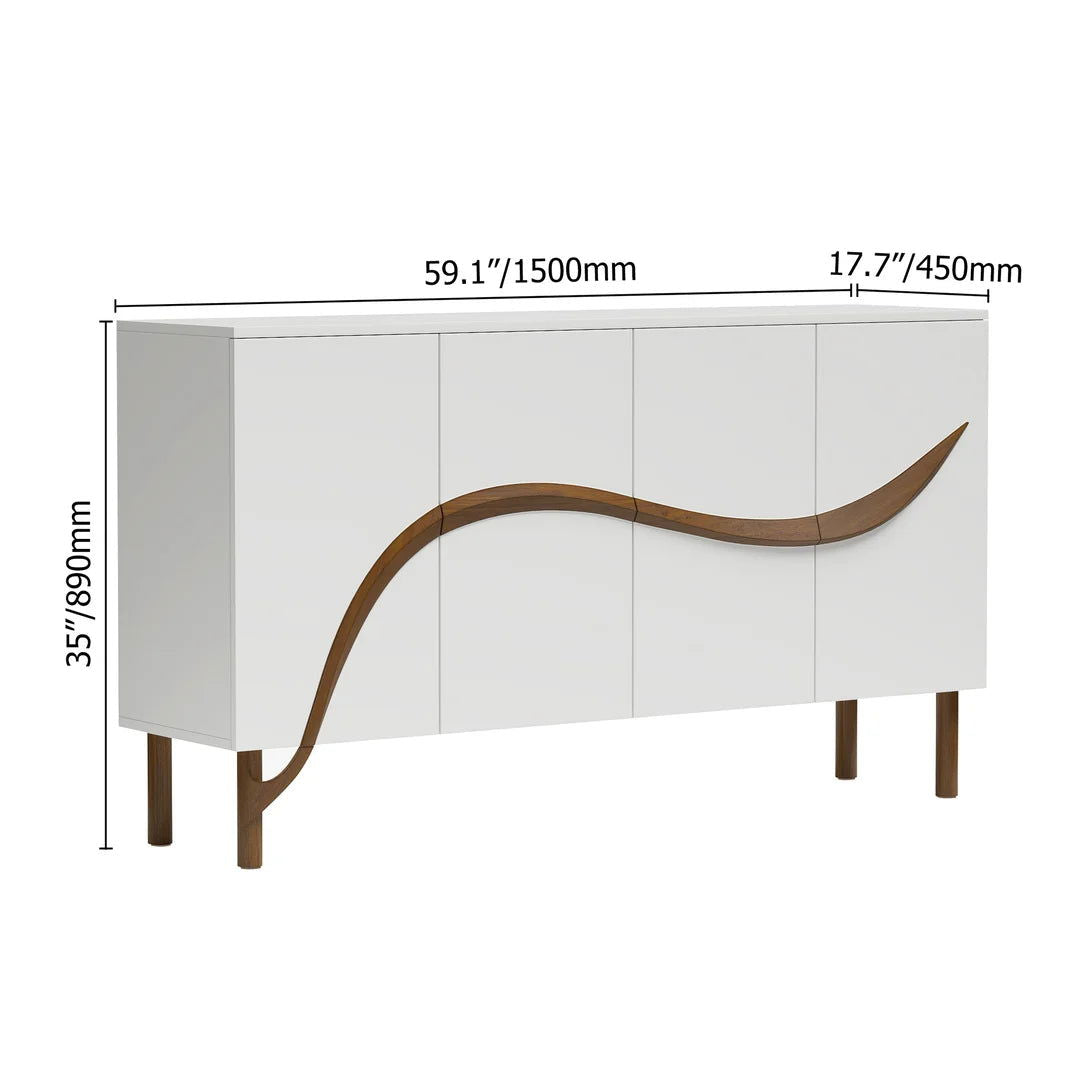 1600mm White & Walnut Sideboard Cabinet - Homary